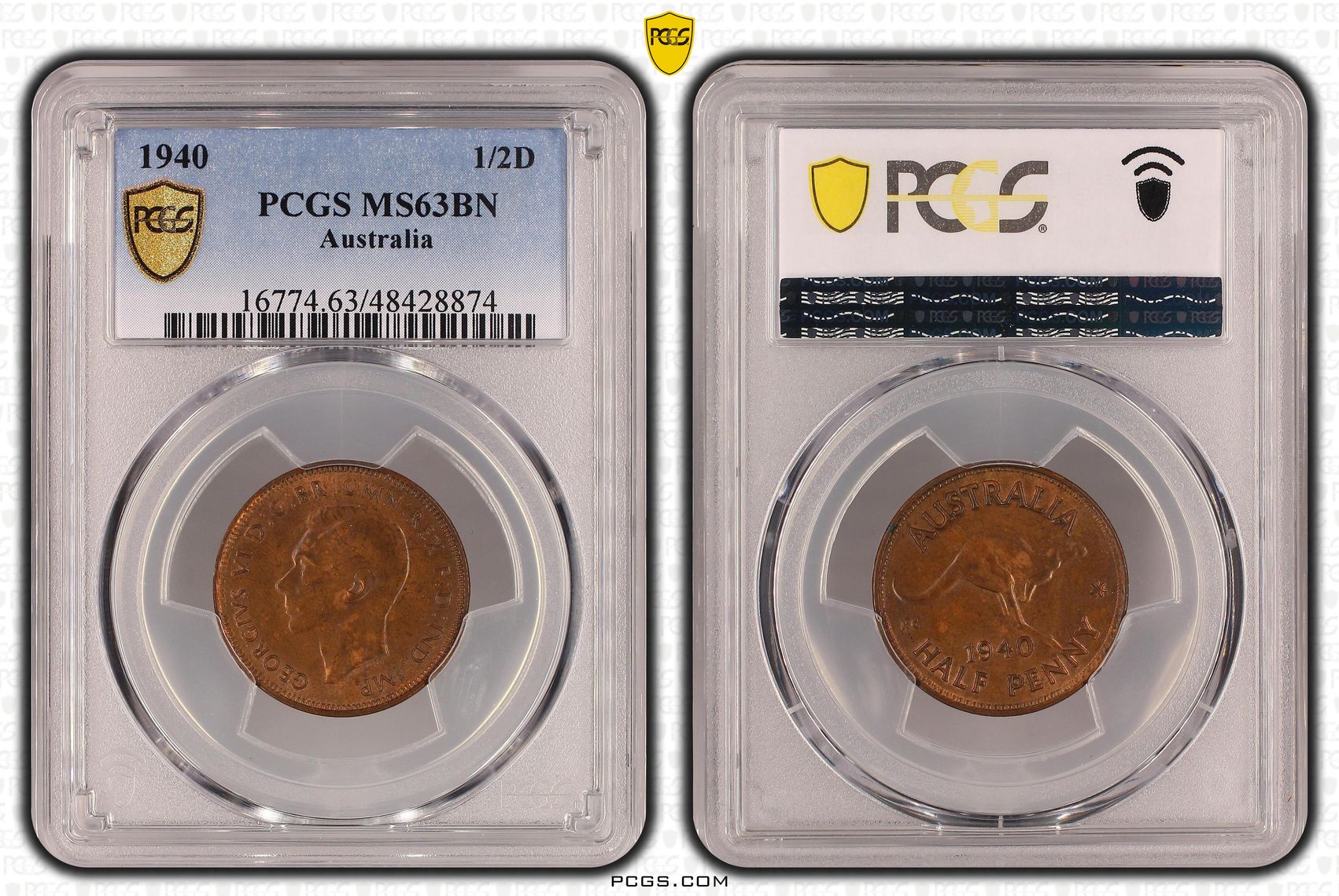 Halfpenny, 1940, PCGS MS 63BN