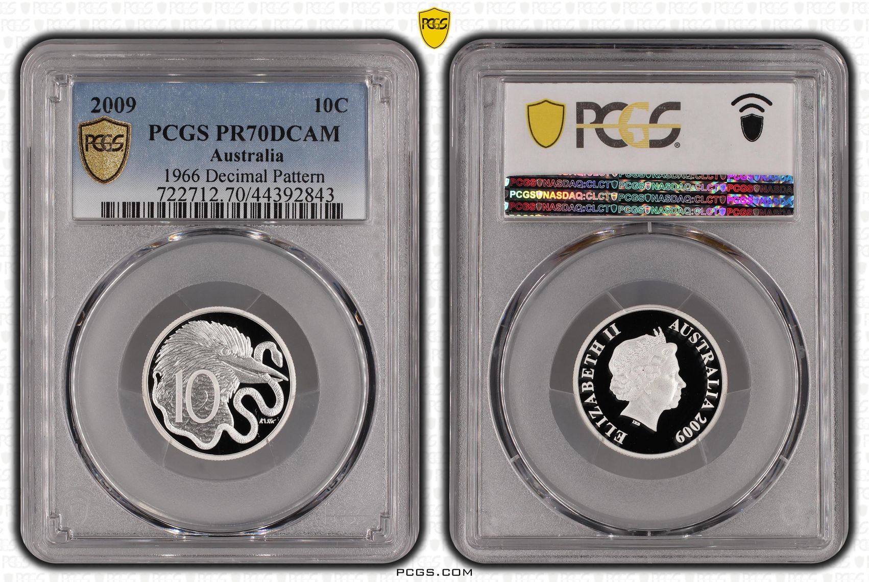2009 Australia Ten Cent, 10c Silver Proof 1966 Decimal Pattern PCGS - PR70DCAM POP 2/0 -843