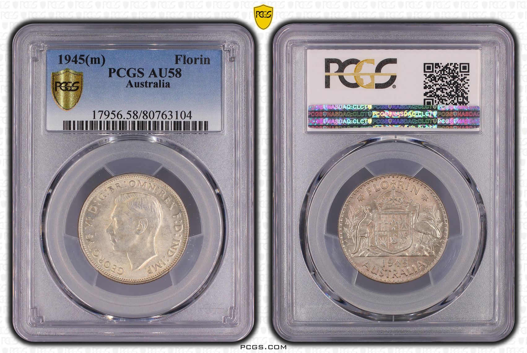 Florin, 1945(m), PCGS AU58