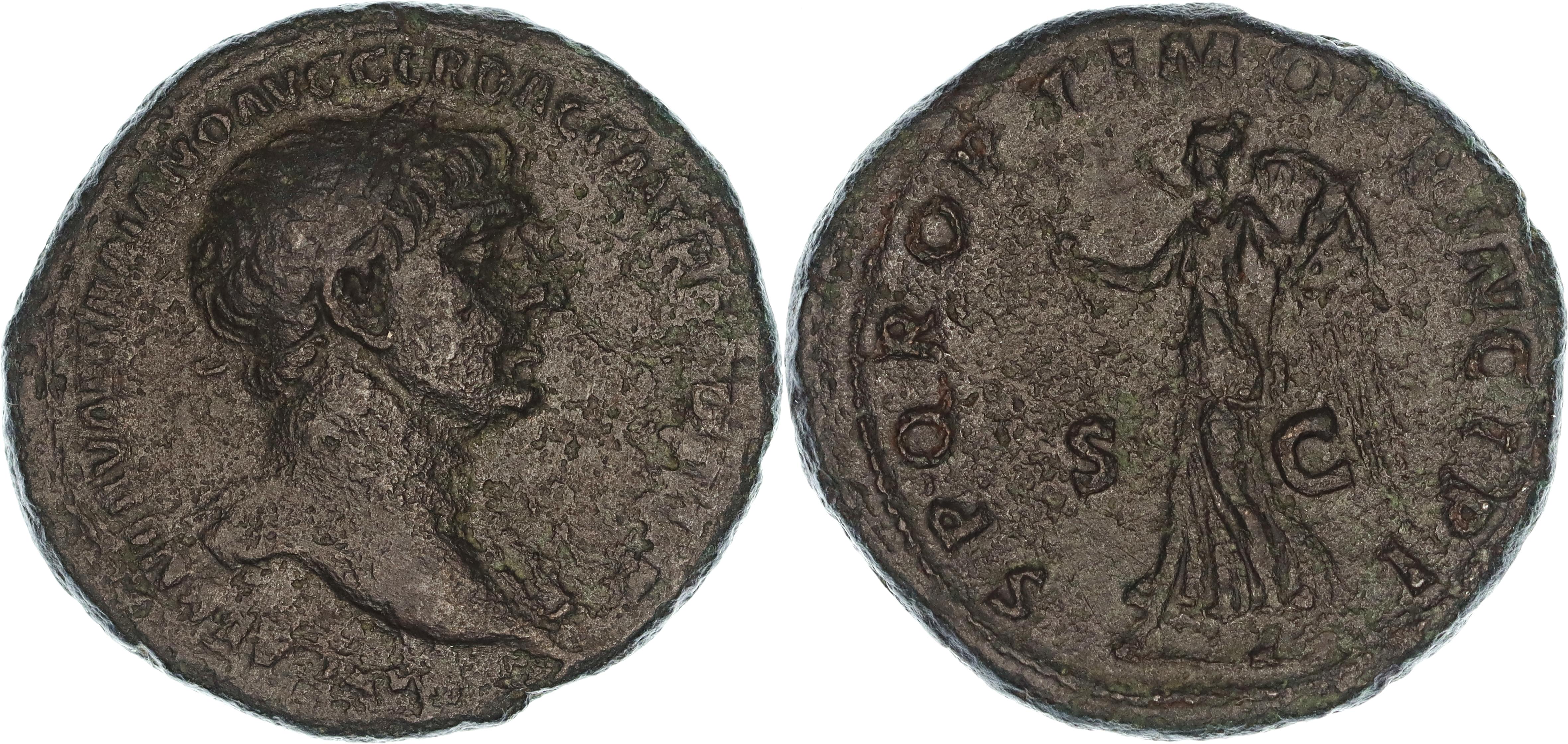 Roman Empire, Trajan, Æ As, 107 AD, nVF