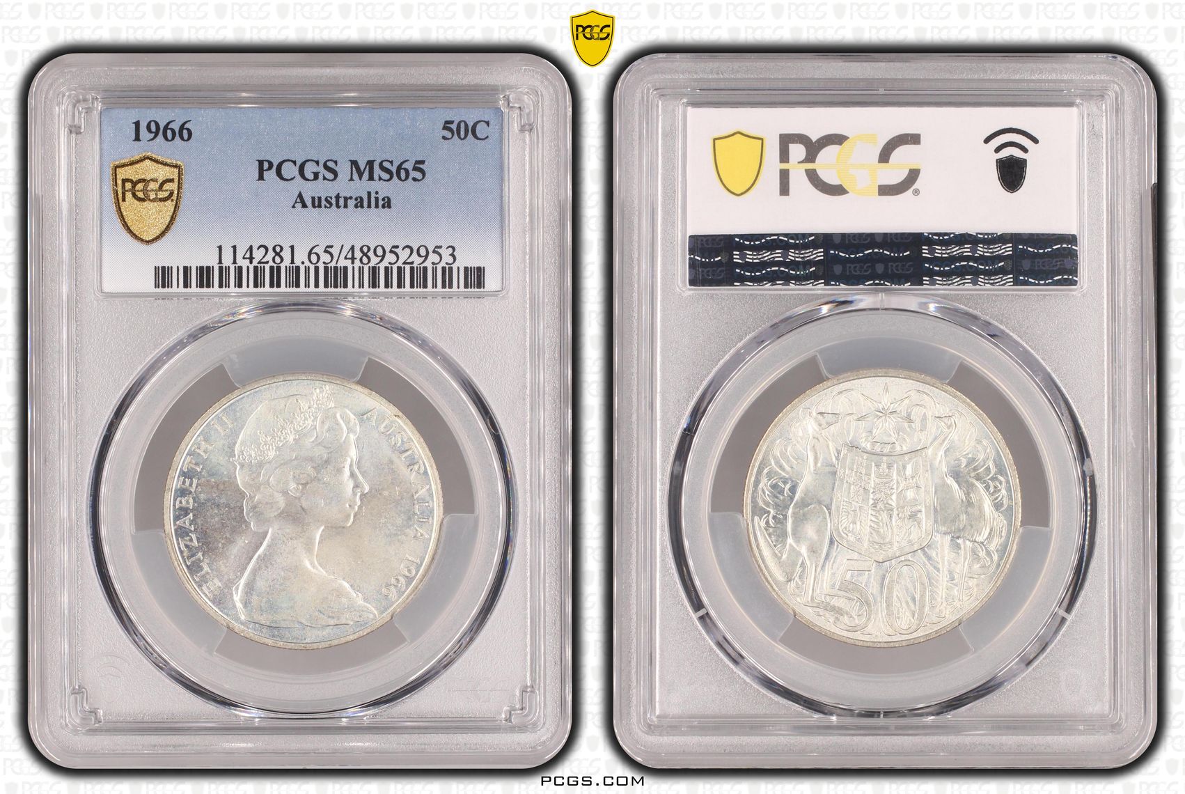 Elizabeth II, , Fifty Cent, 1966, PCGS MS65