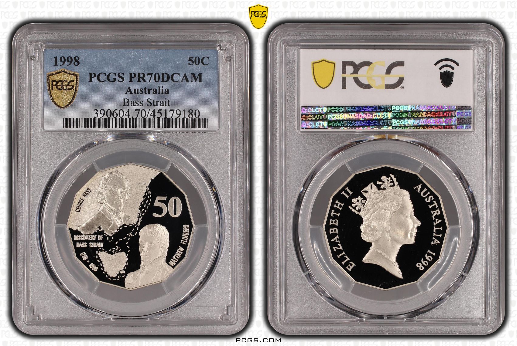 Elizabeth II, Bass Strait, Fifty Cent, 1998, PCGS PR 70DCAM