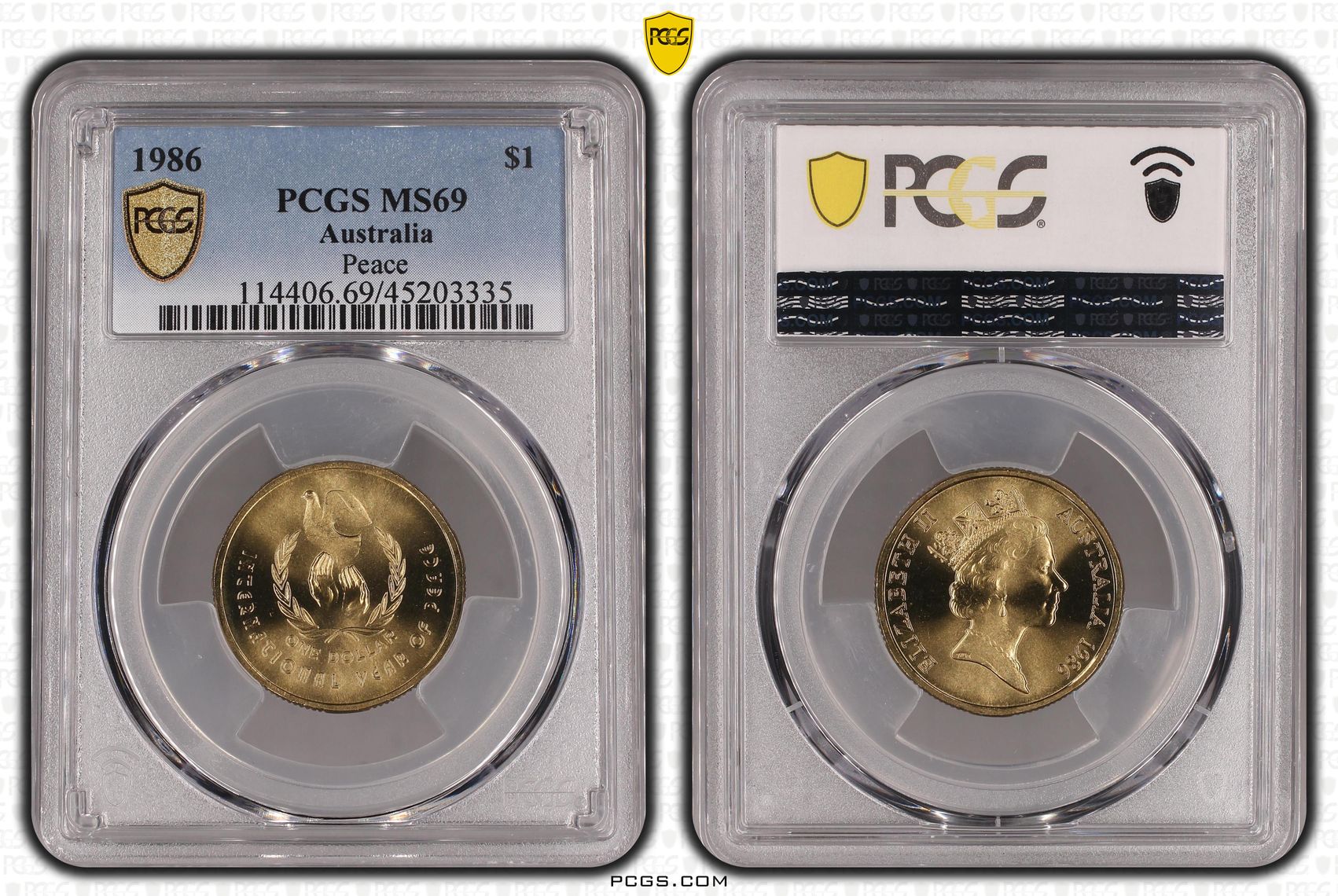 Elizabeth II, Peace, One Dollar, 1986, PCGS MS 69