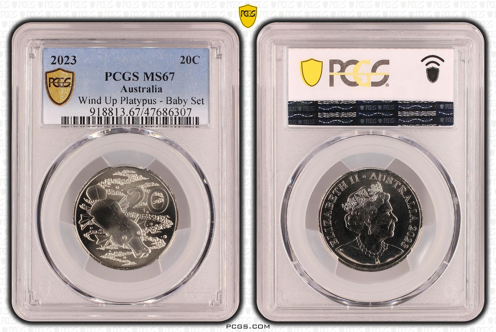 Wind Up Platypus - Baby Set, Twenty Cent, 2023, PCGS MS67