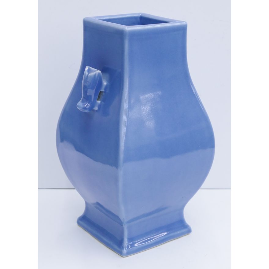 Chinese Republic Blue Monochrome Hu Vase