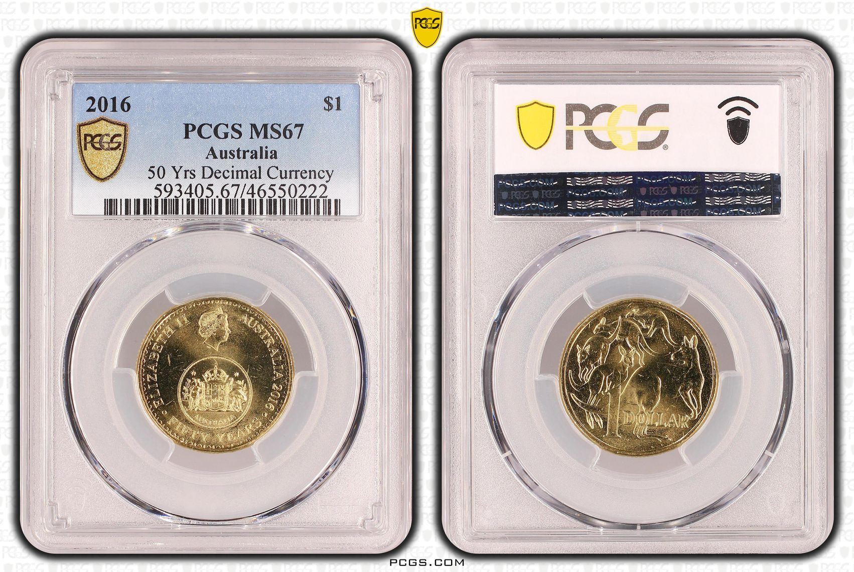 Elizabeth II, 50 Yrs Decimal Currency, One Dollar, 2016, PCGS MS67