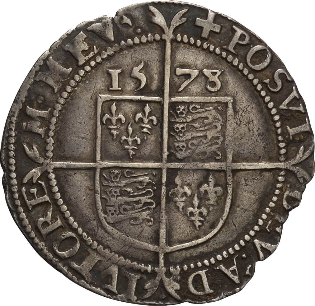 英国-GB. 1578. 普. F. Silver. 6ﾍﾟﾝｽ(Pence). エリザベス1世像
