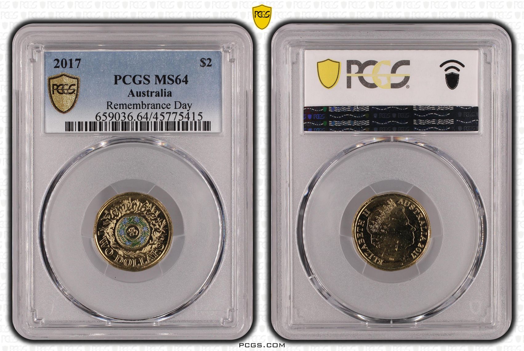 Remembrance Day, Two Dollar, 2017, PCGS MS64