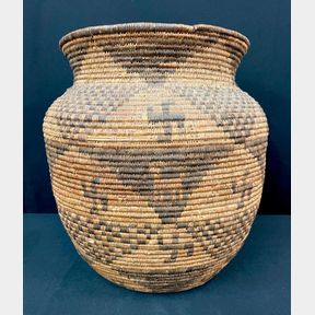 Antique Apache Figural And Whirling Log Basket