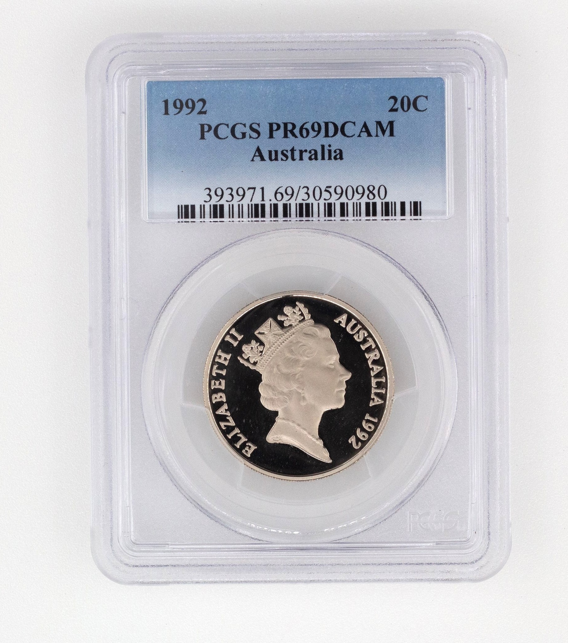 Elizabeth II, Twenty Cent, PR69DCAM , 1992