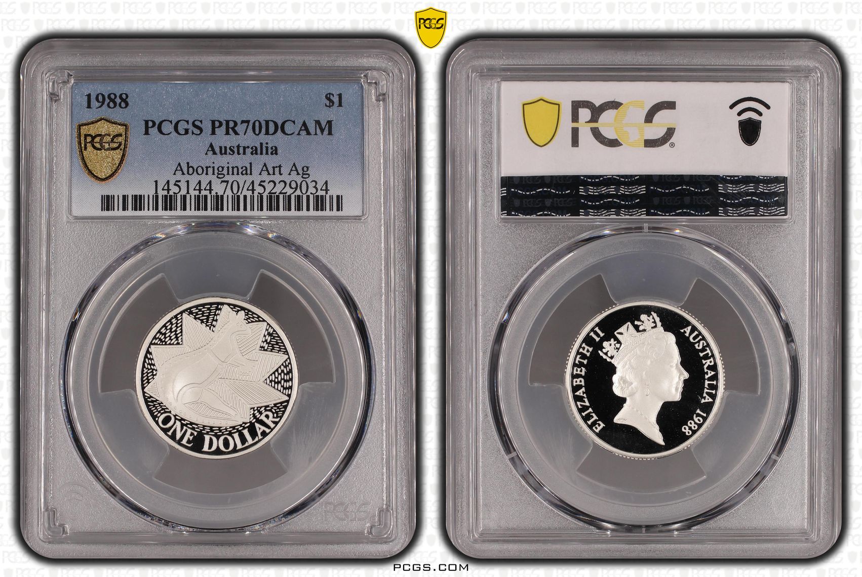1988 Australia One Dollar, $1 Silver Aboriginal Art Silver PCGS - PR70DCAM POP 28/0 -034