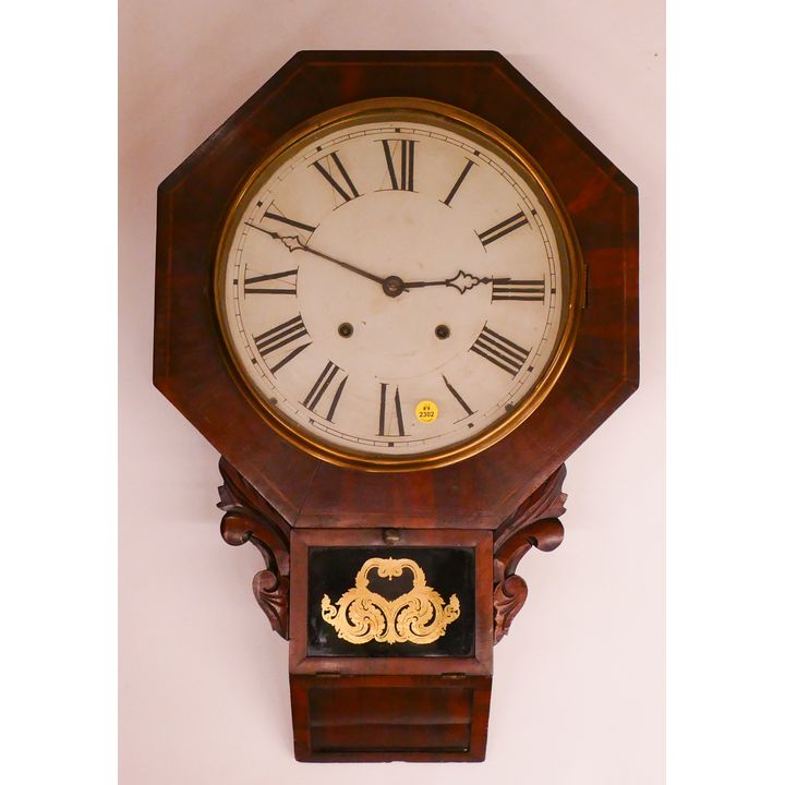 Antique Welch 8 Day Mahogany Hanging Clock- 25x17''