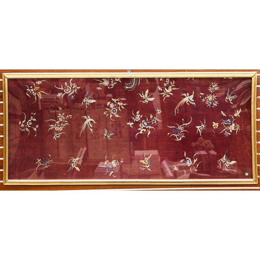 Chinese Silk Embroidered Panel Framed