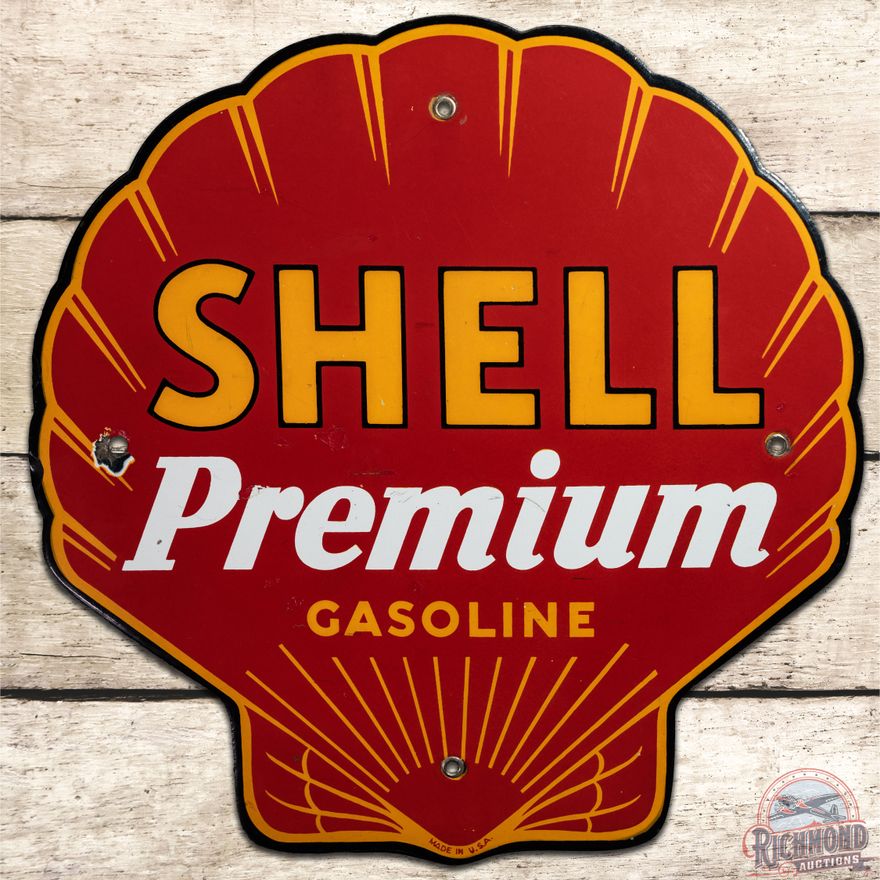 12" Shell Premium Gasoline SSP Pump Plate Sign - 8
