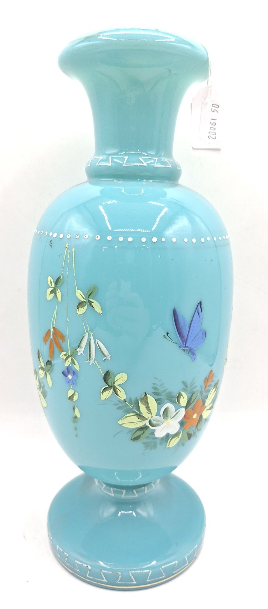 19th Century Uranium Blue Milk Glass Vase