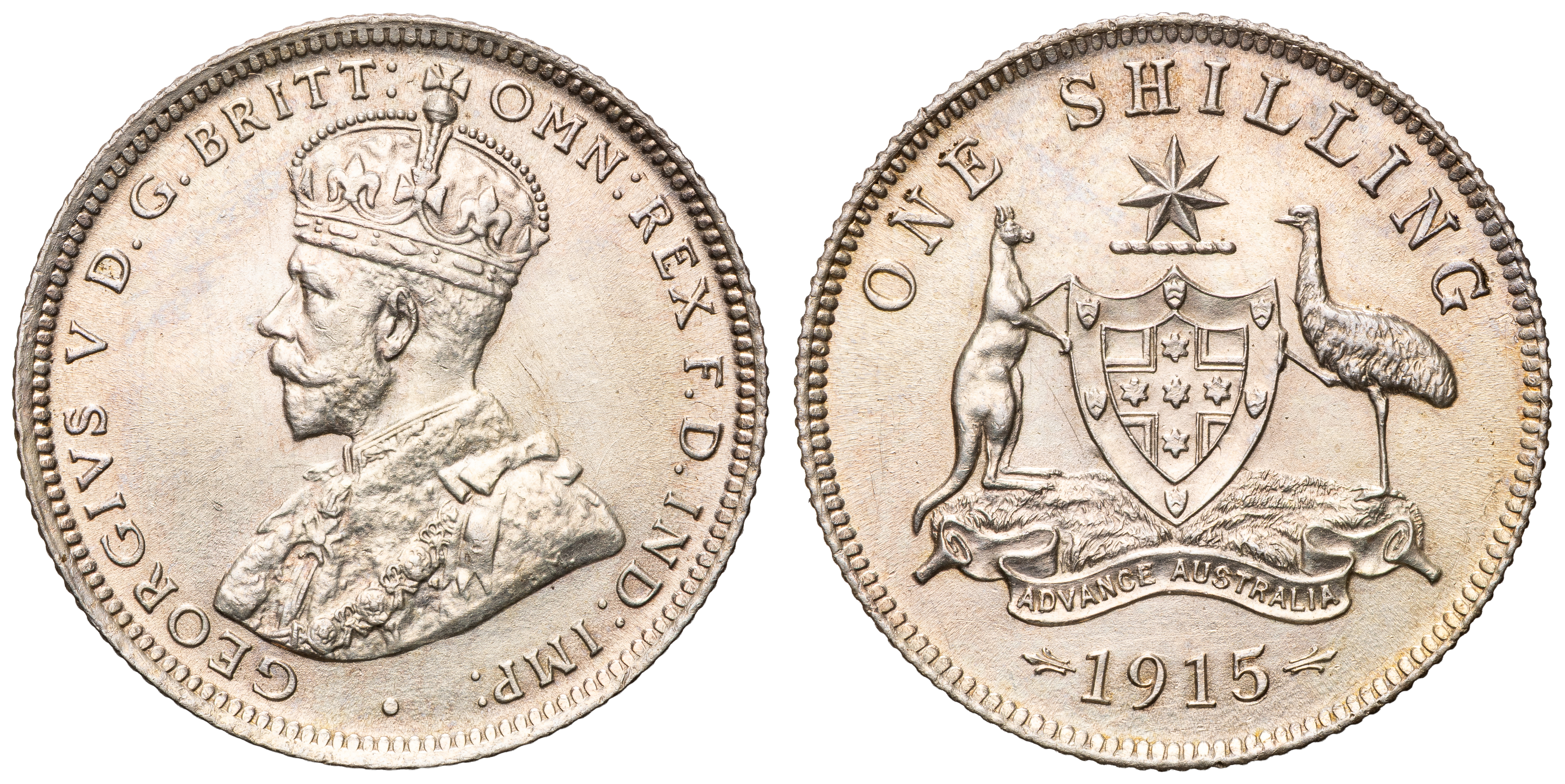 George V, Shilling, 1915, UNC