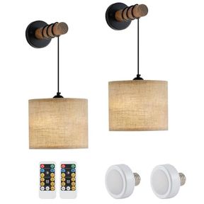 XSDETU BATTERY OPERATED WALL SCONCES SET OF 2, MODERN WALL MOUNTED LAMPS WITH REMOTE CONTROL, ADJUSTABLE 3 COLORS DIMMABLE WALL LI