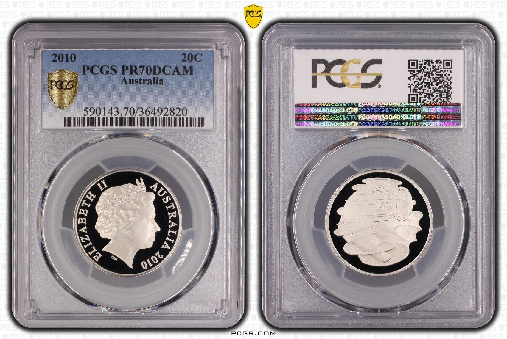Top pop, Twenty Cent, 2010, PCGS PR70DCAM