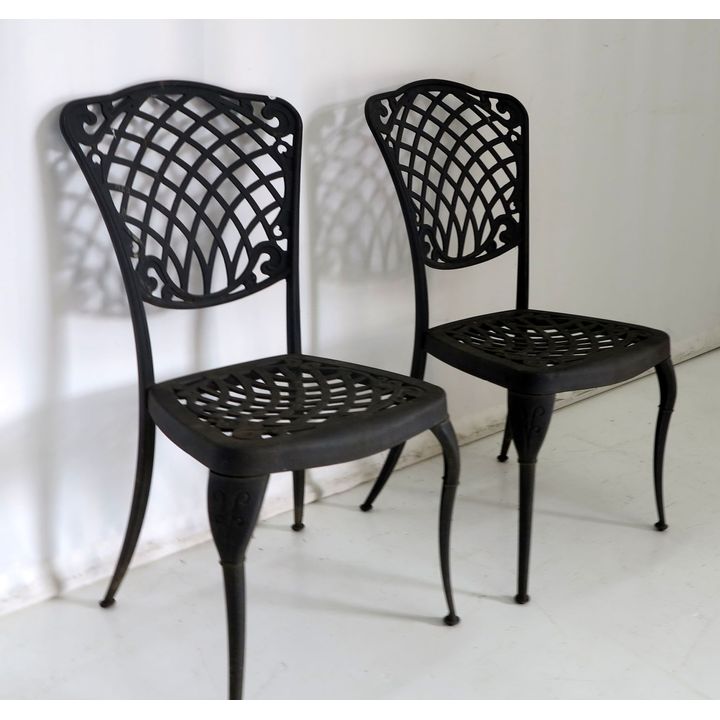 PAIR OF CAST ALUMINIUM CHAIRS