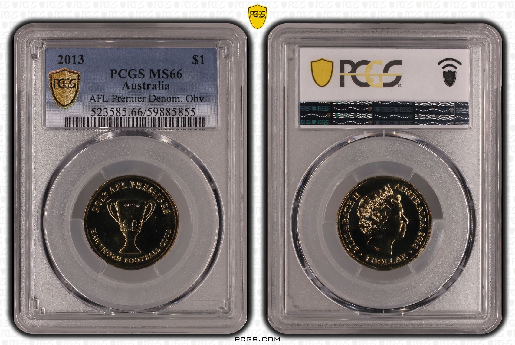 AFL Premier Denom. Obv, One Dollar, 2013, PCGS MS66
