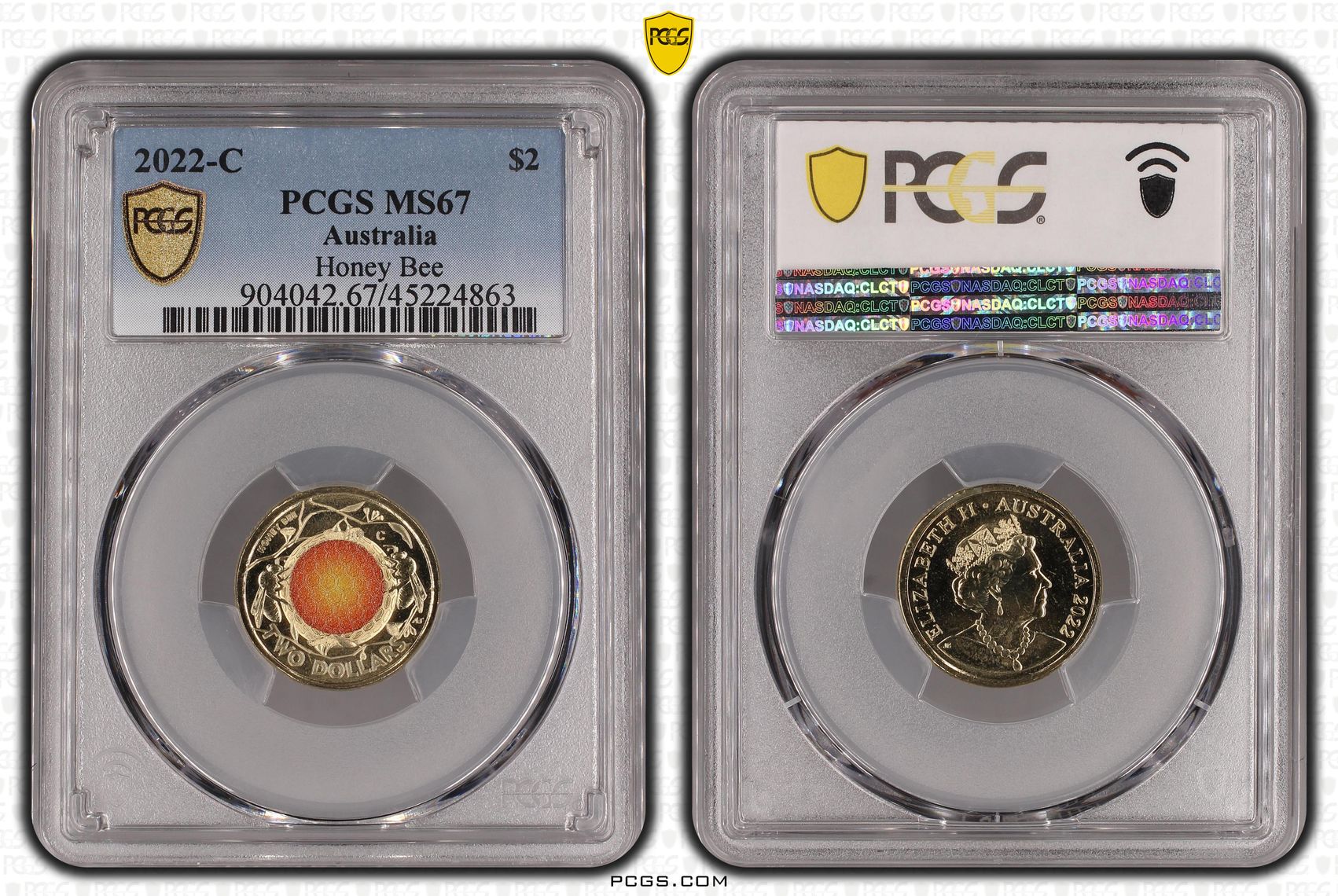 Elizabeth II, Honey Bee Colorized , Two Dollar, 2022-C, PCGS MS67