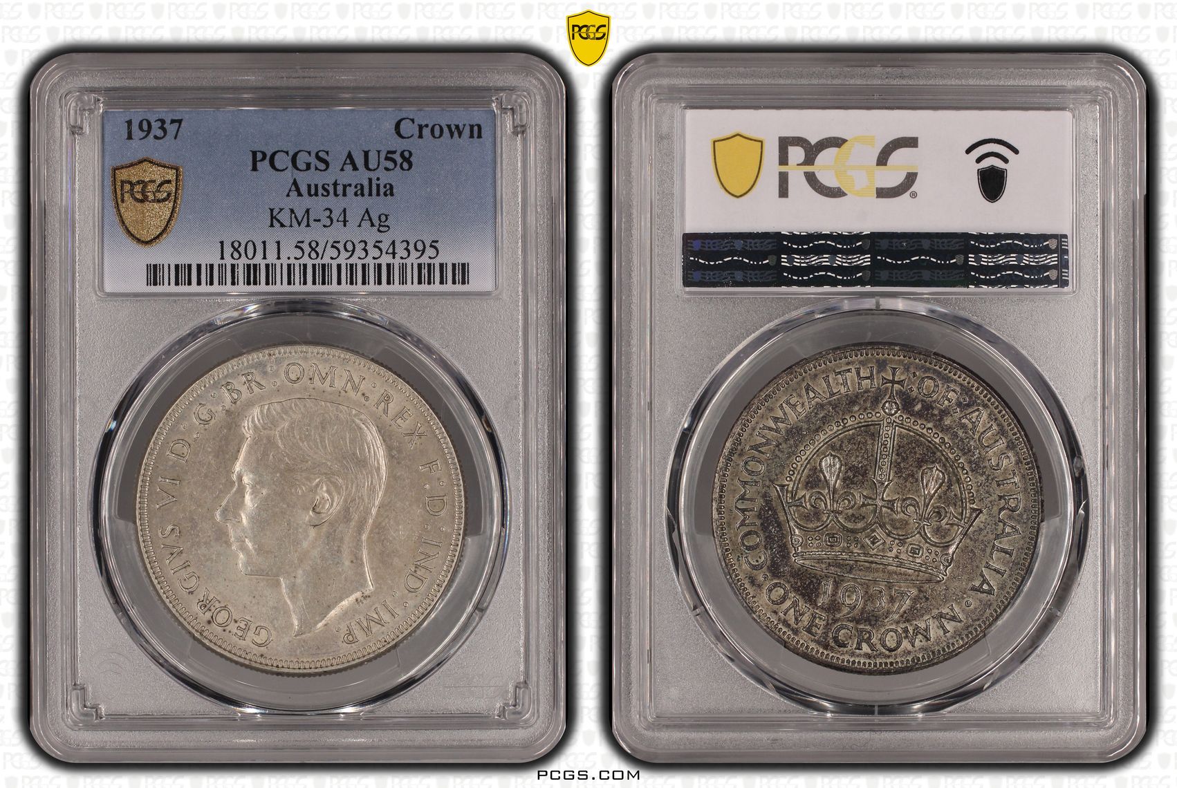 George VI, Crown, 1937, PCGS AU58