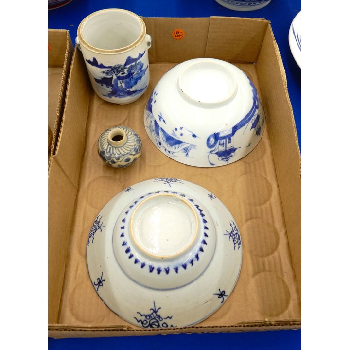 Box 4pc Old Chinese Blue & White Porcelain