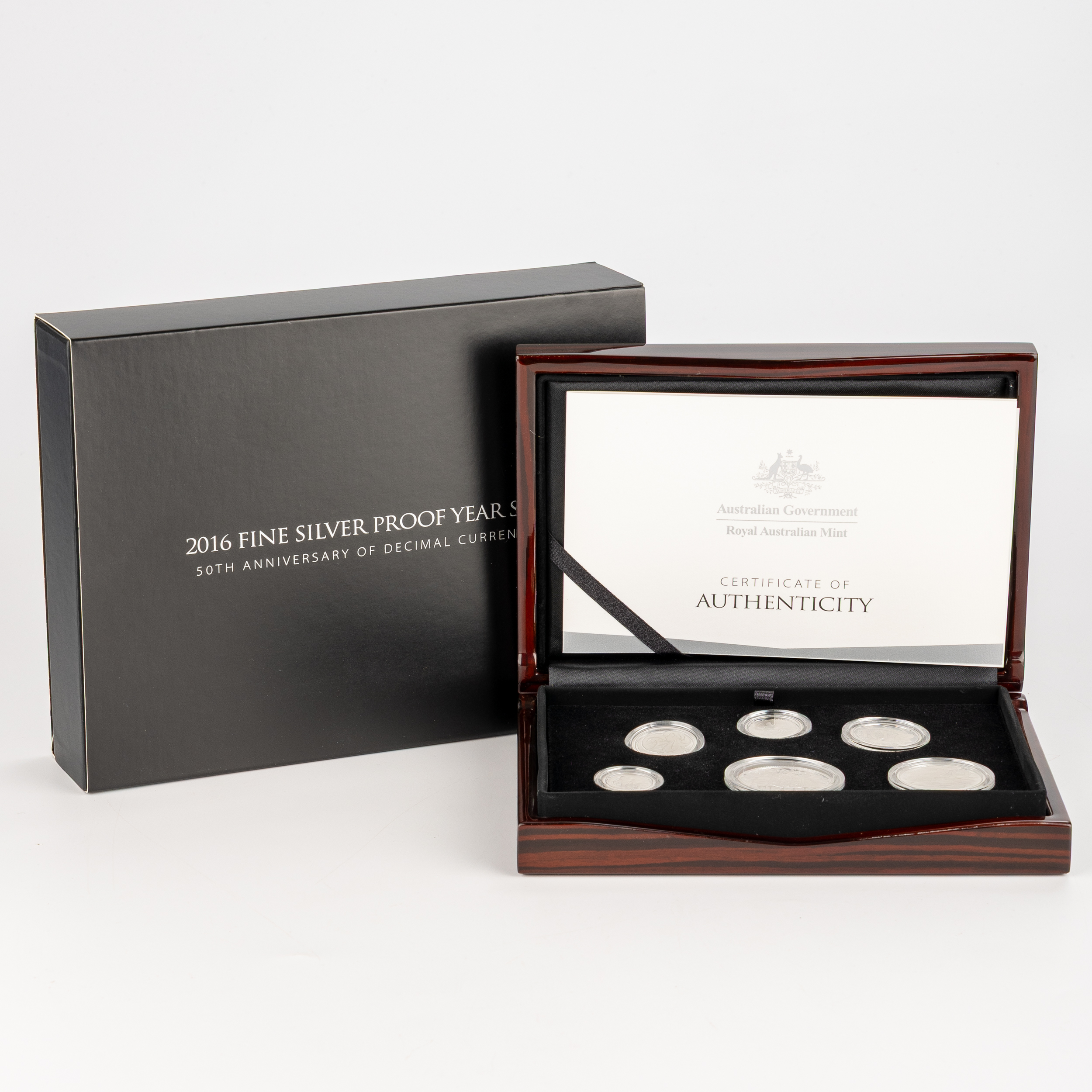 Elizabeth II, RAM - Silver Proof Year Set (50TH Anniversary of Decimal Currency), One Cent - Fifty Cents, 2016, FDC