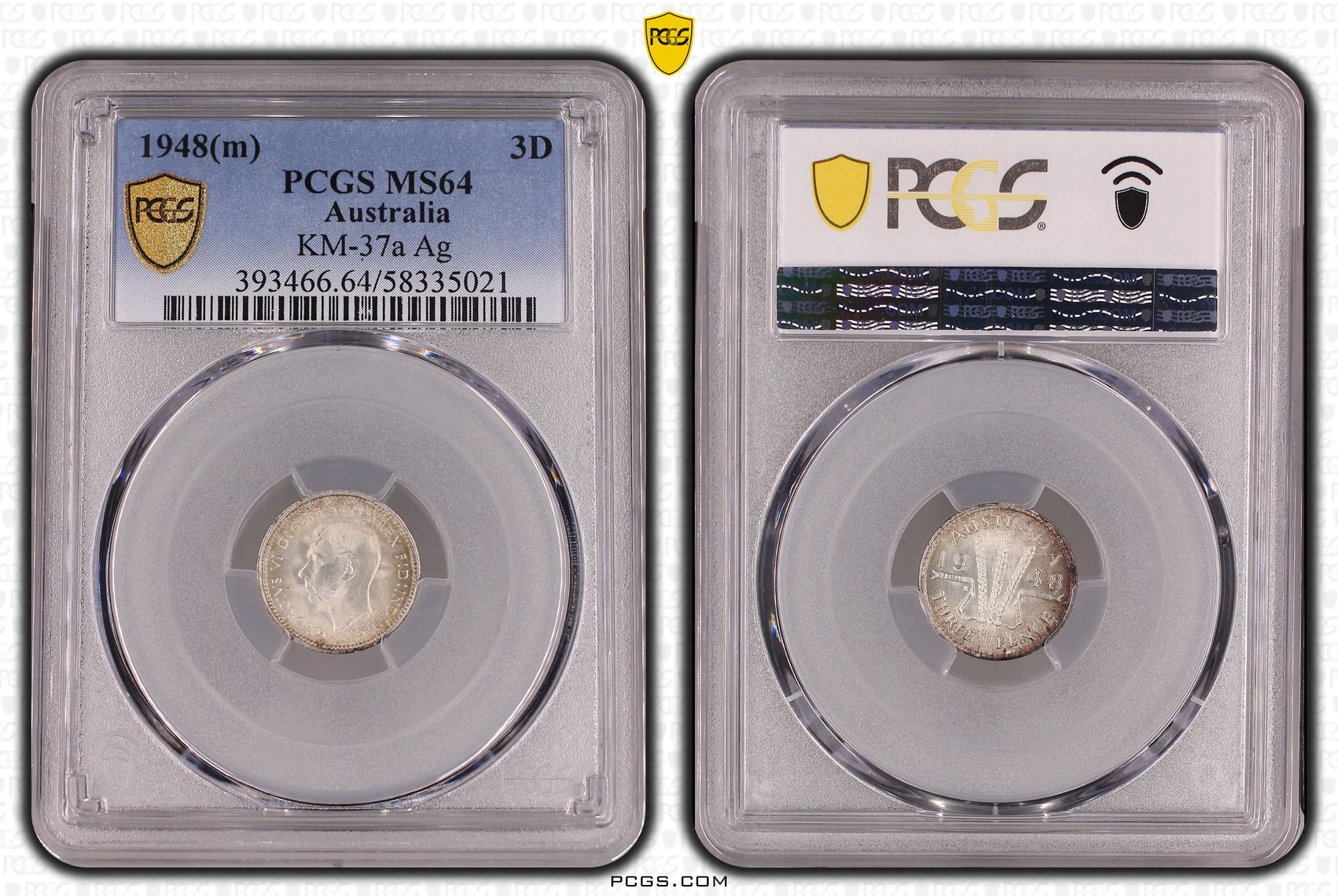 George VI, Threepence, 1948(m), PCGS MS64