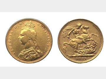 1891 Queen Victoria Jubilee Head 'Long Tail' London Mint Gold Sovereign.