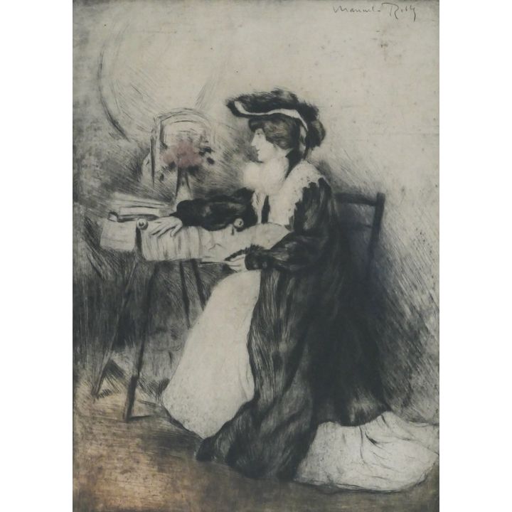 Manuel Robbe ''The Woman with the Fan'' Aquatint