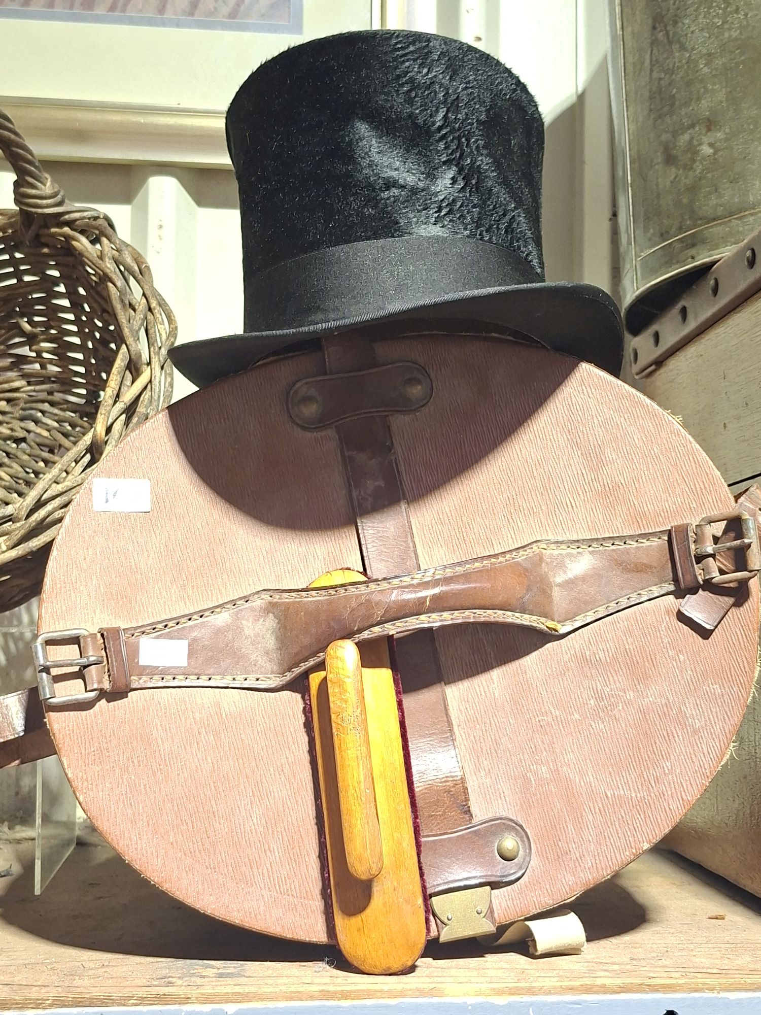 Antique Mens Top Hat And Box
