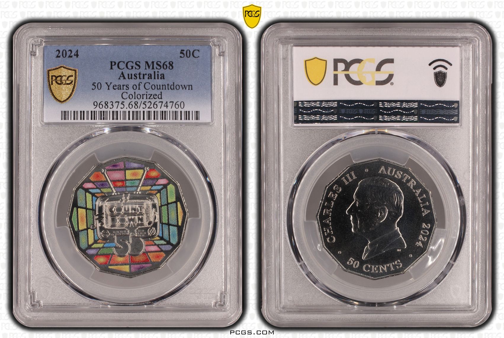 50 Years of Countdown Colorized, Fifty Cent, 2024, PCGS MS68