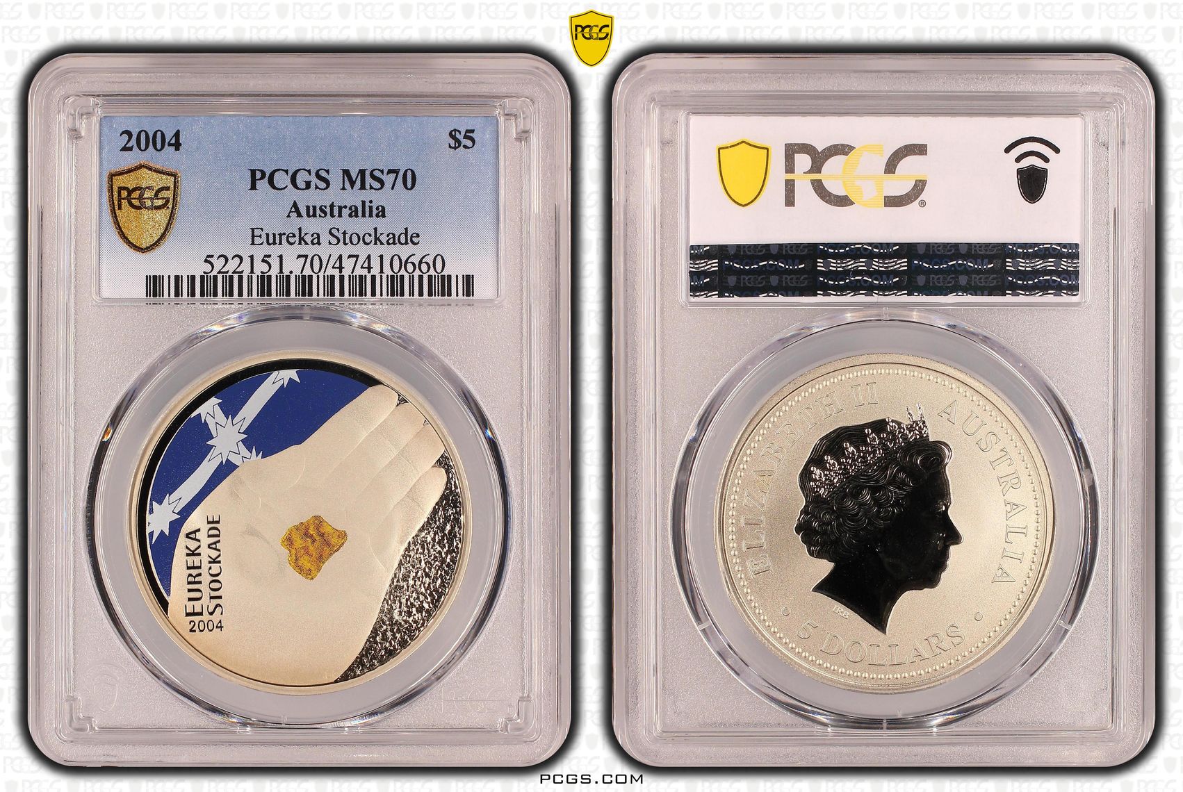 Elizabeth II, Air Force, Pop 8/0, Five Dollar, 2004, PCGS MS70