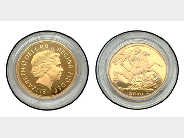 2010 GOLD PROOF TWO POUND COIN IN CAPSULE ONLY