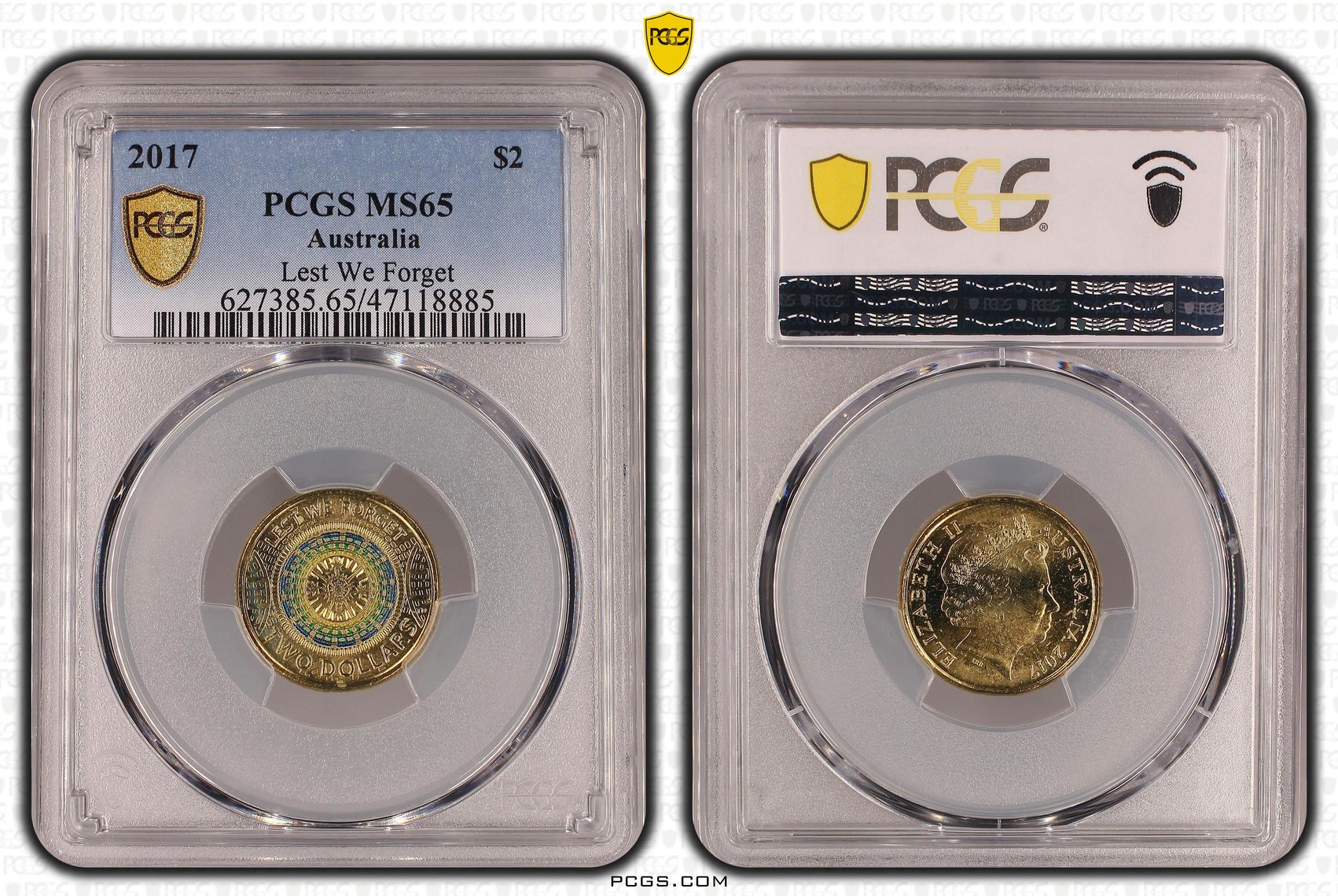 Lest We Forget Colorized, Two Dollar, 2017, PCGS MS65