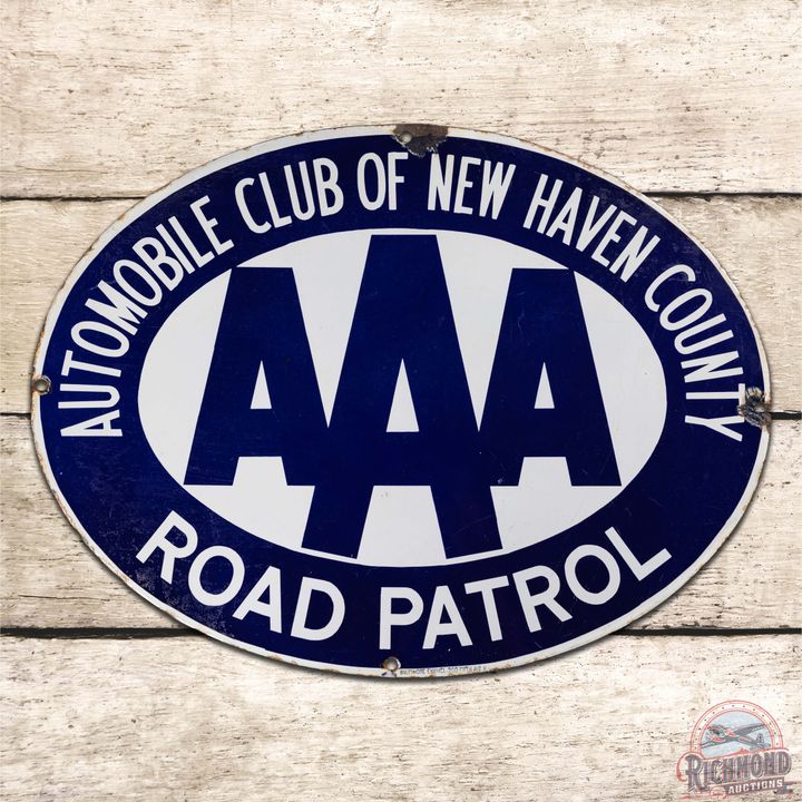 Automobile Club of New Haven County AAA Road Patrol Single Sided Porcelain Sign