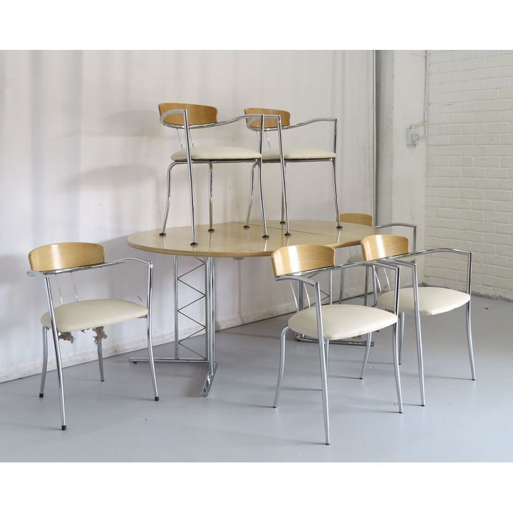 EXTENSION DINING TABLE AND SET OF 6 CHAIRS
