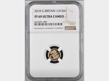 2010 PROOF GOLD QUARTER SOVEREIGN PF69 UCAM