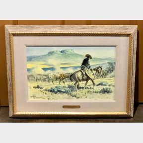 Herding Cattle, An Original Painting By John W Hampton
