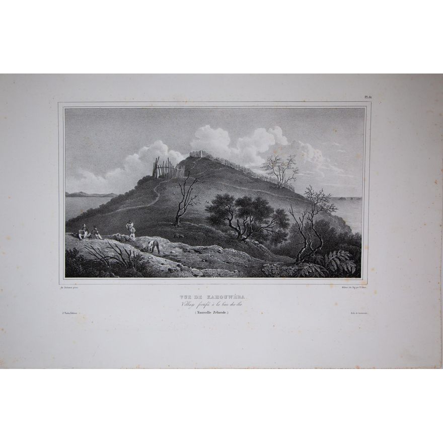 DE SAINSON. D’URVILLE [3 lithographs] - Vue De Kahouwera. Village fortife a la baie des iles. Nouvelle Zelande