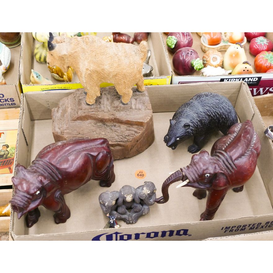 Box Carved Wood Animal Figures