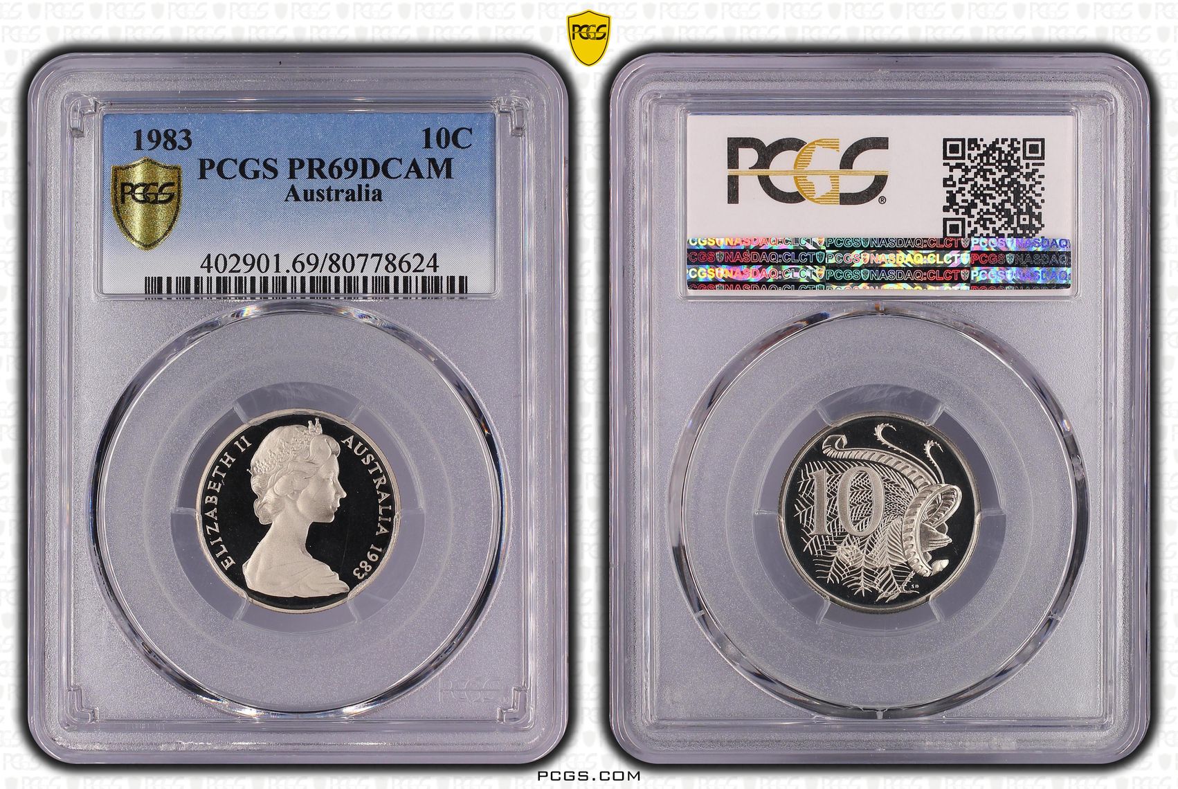 , Ten Cent, 1983, Pcgs Pr69dcam