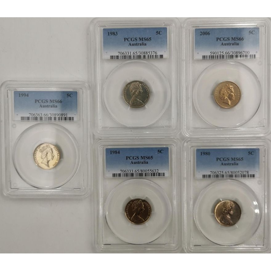 Graded 5c Coins (x5)