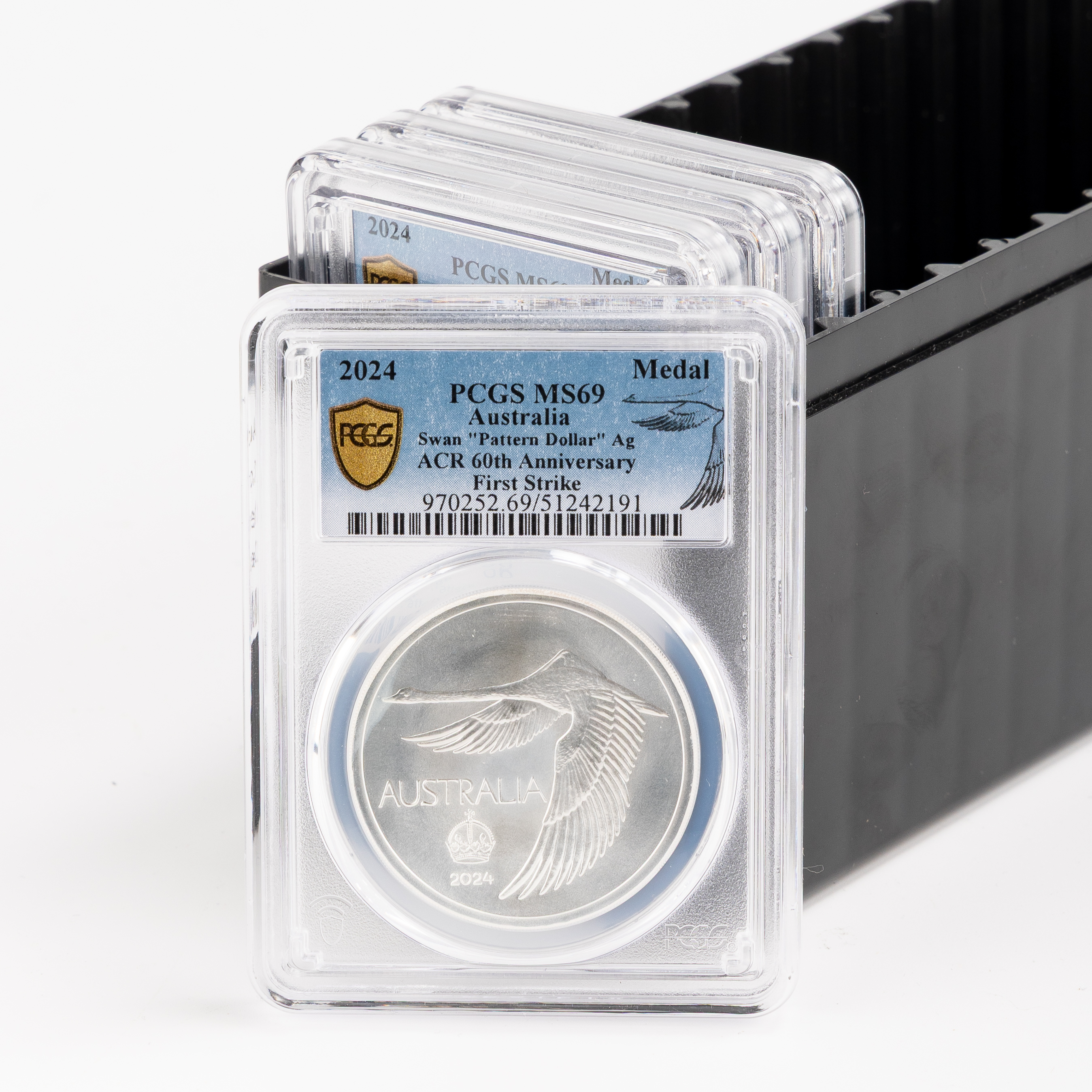 Group of 4 ACR Swan Pattern Dollar Silver Unc, Crown, 2024, PCGS MS69
