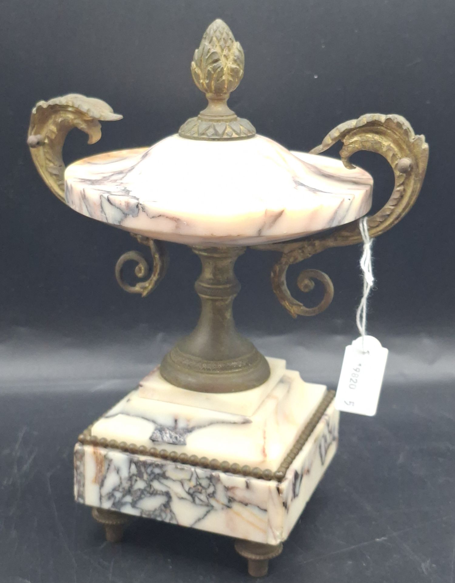160 · MARBLE URN WITH BRONZED FITTINGS