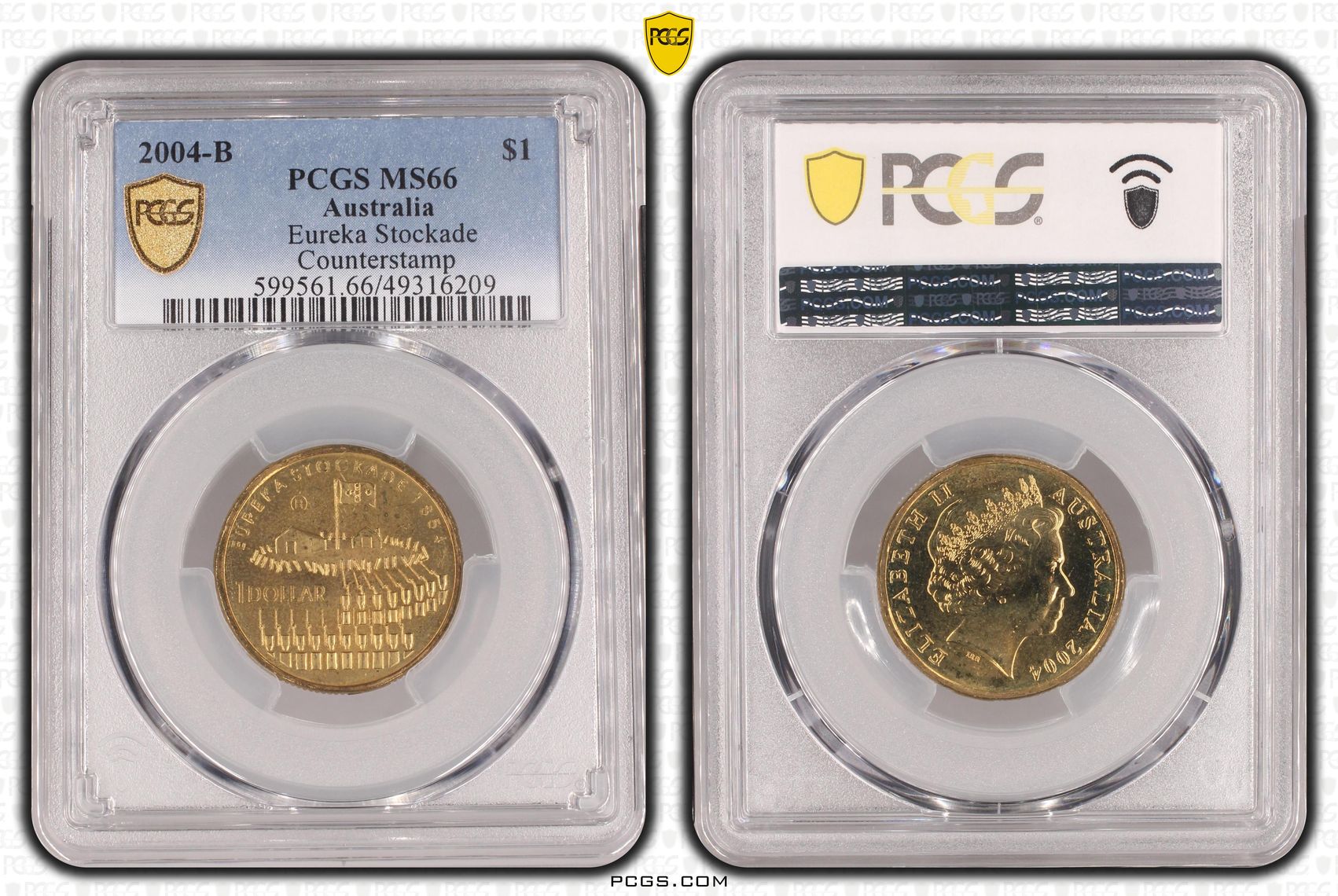 Elizabeth II, Eureka Stockade , One Dollar, 2004-B, PCGS MS66