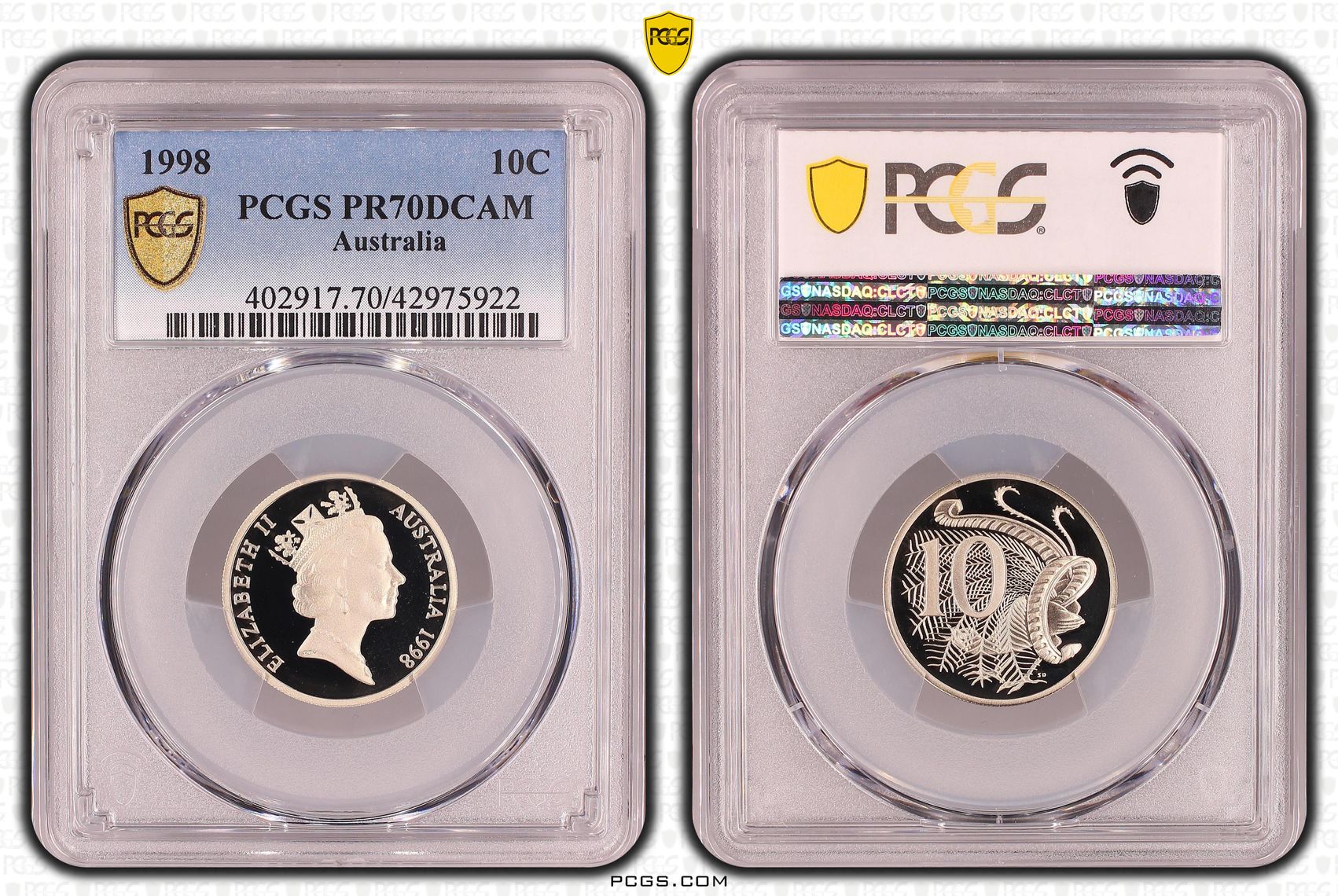221 · Elizabeth II, Ten Cent, PR70DCAM , 1998 PCGS POP - 19/0