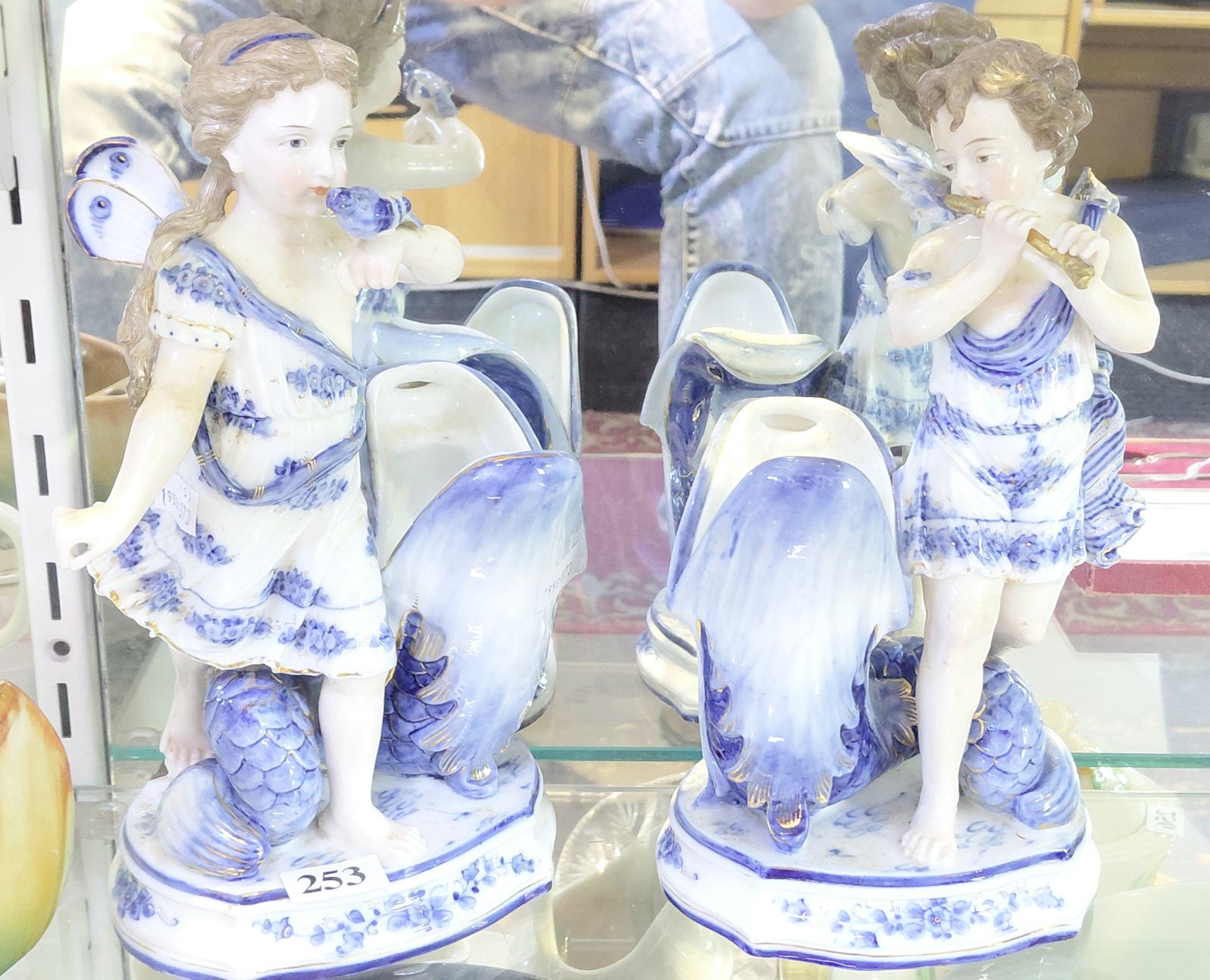 253 · ANTIQUE CHERUB SPILL VASES
