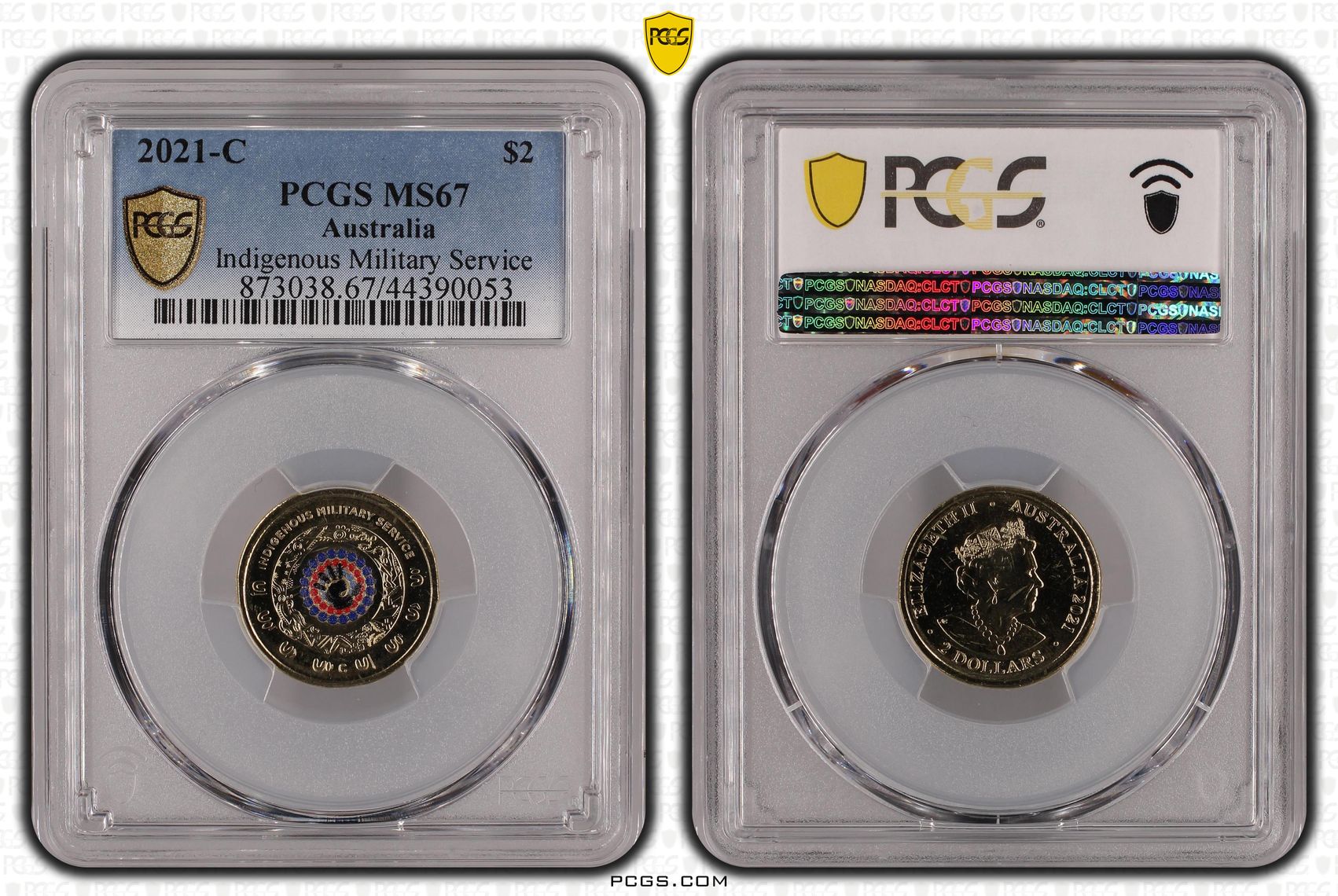 2021-C Australia Two Dollar, $2 Indigenous Military Service PCGS - MS67 -053
